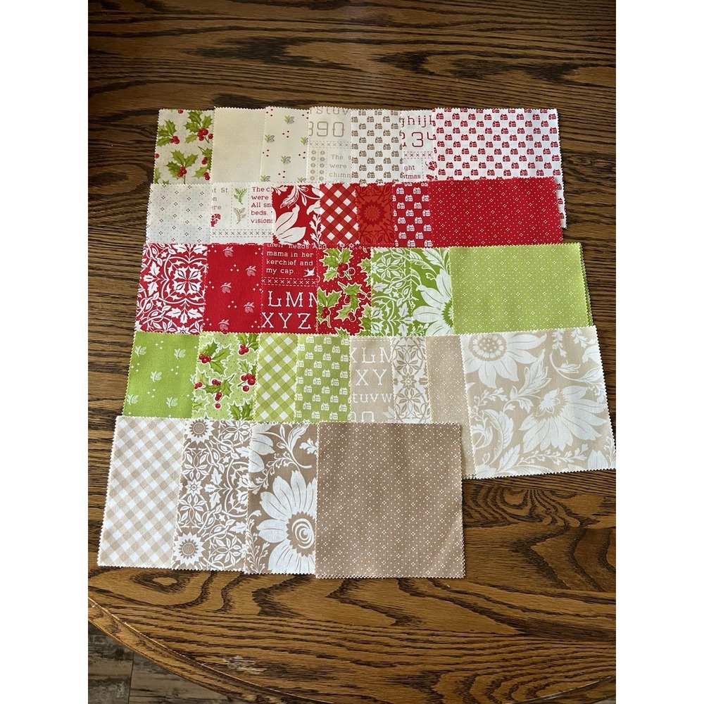 38 5 x 5‎ Squares Cotton Fabric Christmas Holiday Prints Rainbow Quilting Quilt